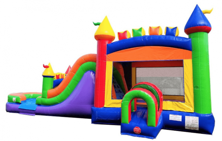 Mega Rainbow Bounce House with Slide