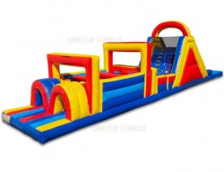 UW IN 4005P 7ma1 298122367 60' Turbo Rush Obstacle Course with Water Slide